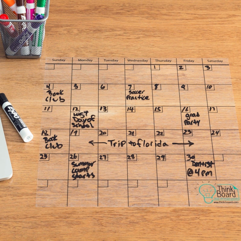 Think Board Clear Dry Erase Calendar â€“ 14"x14" Reusable Whiteboard for Wall or Fridge â€“ Removable Self-Adhesive Surface for Home, Office, Dorm, or Classroom - Image 2